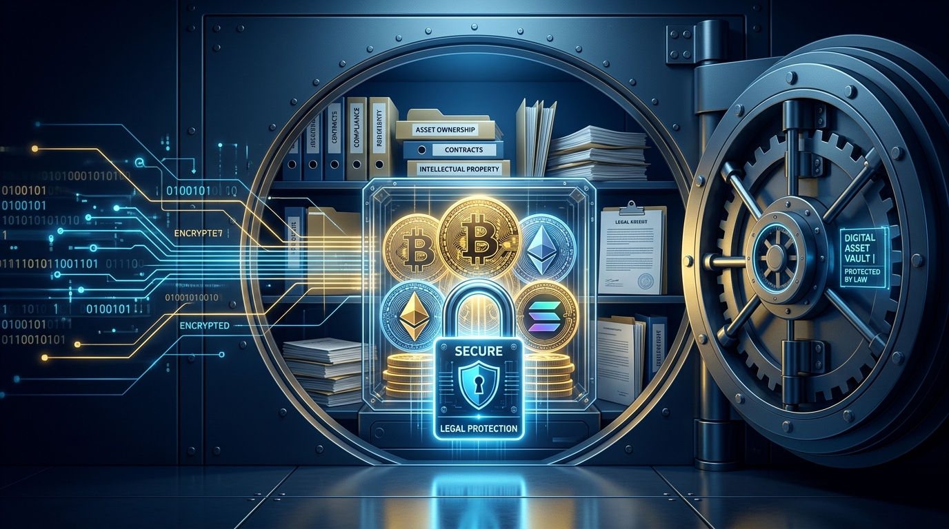 Crypto Lawyer - Asset Protection Digital asset protection and crypto legal defense concept